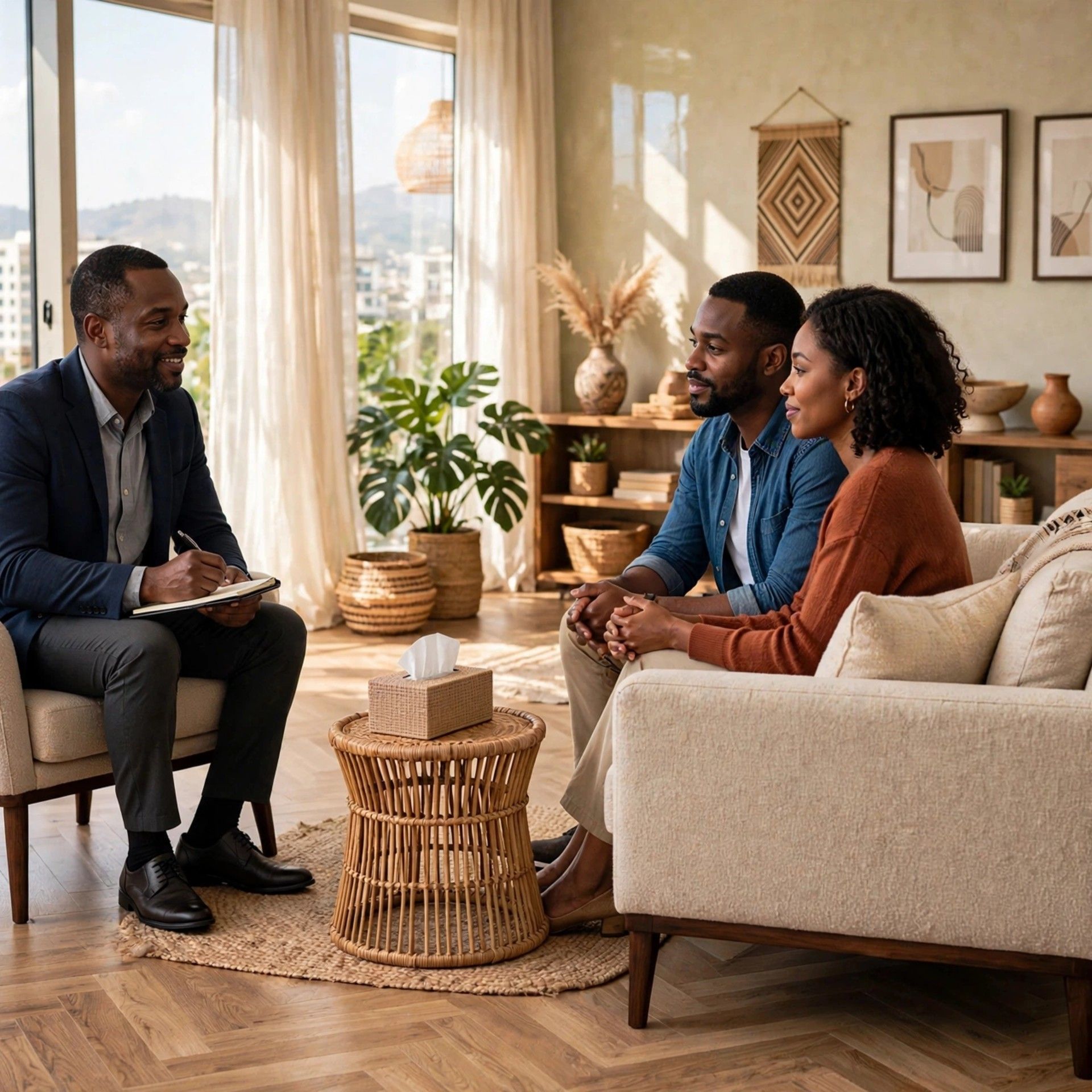A young couple in a premarital counselling session